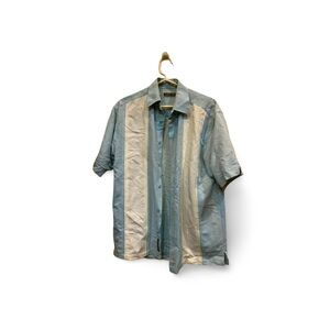 Cubavera Men’s Light Blue White Lightweight Shirt Resort Casual Size S